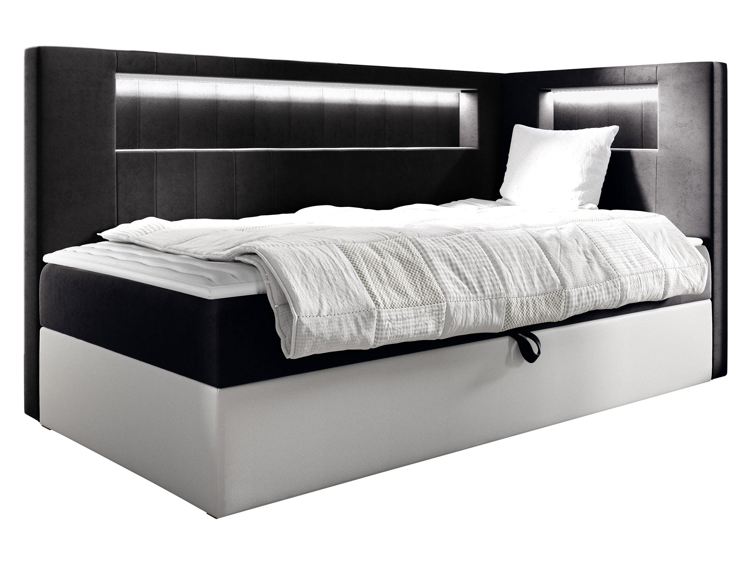 BOXBETT Gold Junior 3, Seite zum Öffnen des Bettkastens: Rechts - H3 - Schwarz/Weiß, Holz (90/200cm) - MIRJAN24