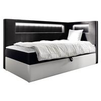 BOXBETT Gold Junior 3, Seite zum Öffnen des Bettkastens: Rechts - H3 - Schwarz/Weiß, Holz (90/200cm) - MIRJAN24