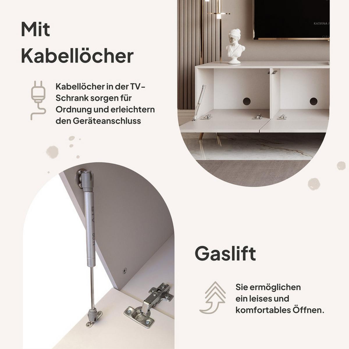 TV-LOWBOARD ANGEL Kaschmir stehend mit LED- Beleuchtung 200 cm - Kaschmir, Holzwerkstoff (200/49/40cm) - Idohome