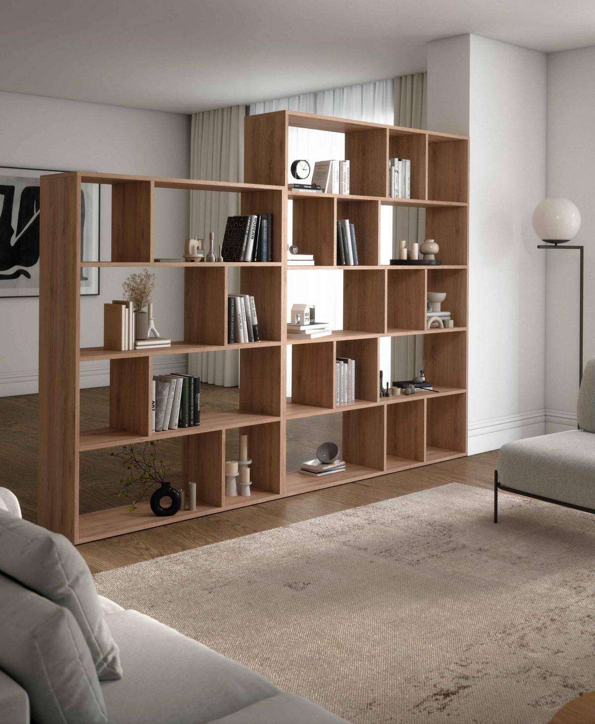 BÜCHERREGALE MOSAICO 151 / 198 / 34 cm Eichefarben - Eichefarben, Holzwerkstoff (151/198/34cm) - MASSENO