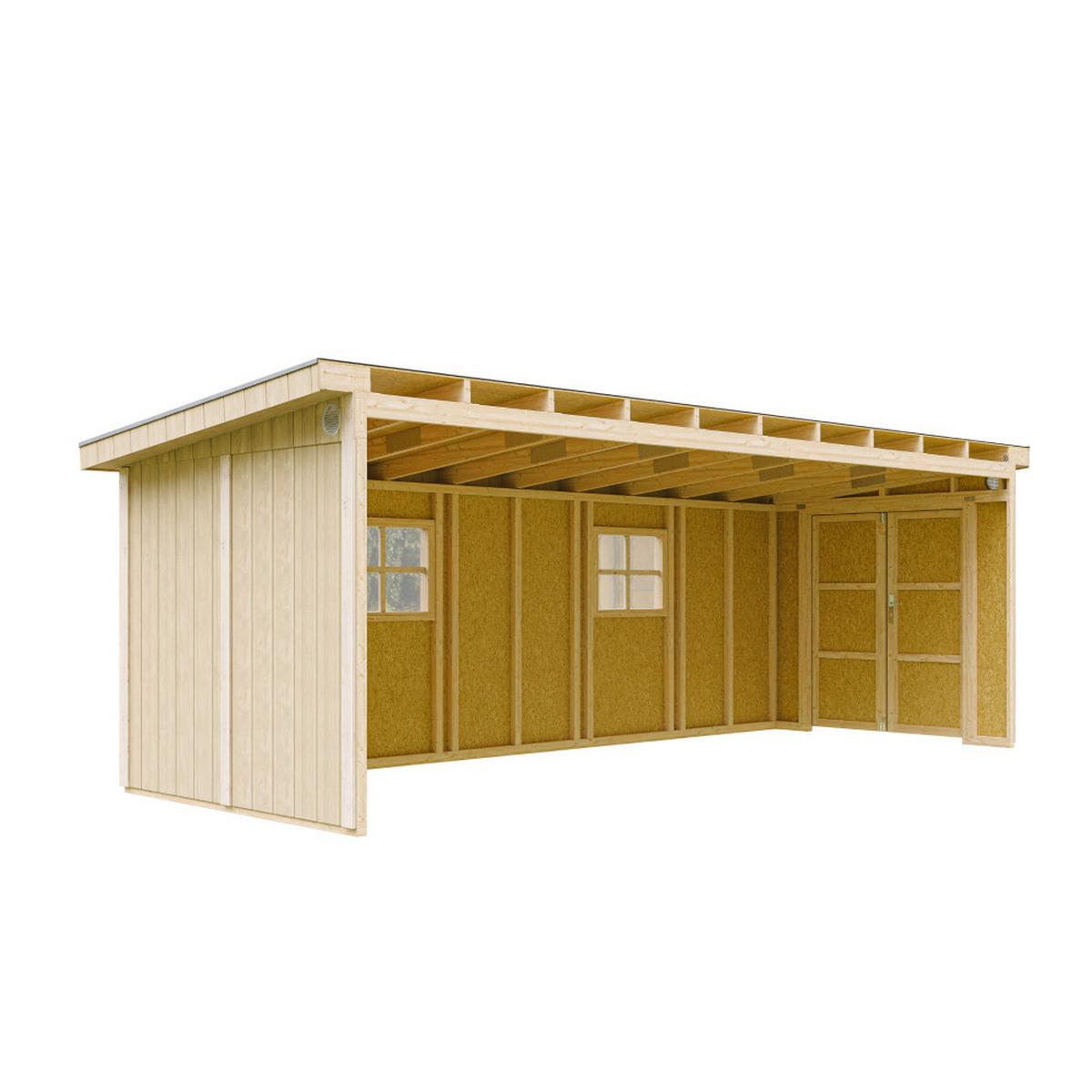 GARTENHAUS 14,3 m² - H231x248x648 cm - Ohne Boden und Seitenwand – M941B - Beige, Holz (236/231/604cm) - Timbela