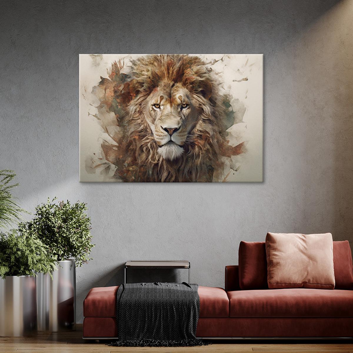 WANDBILD löwe tier afrika - Multicolor, Textil (60/40cm) - Feeby