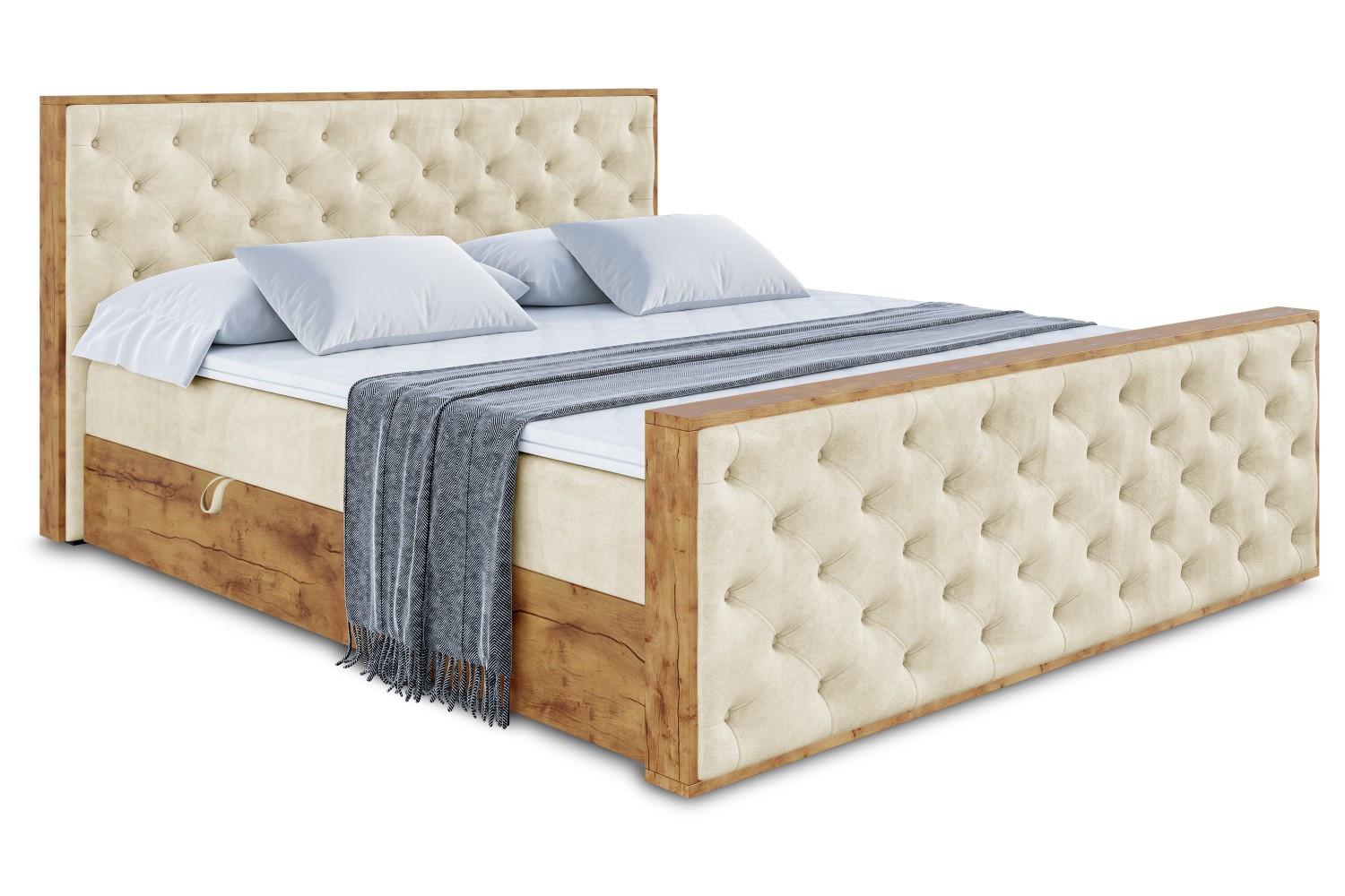 BOXBETT mit Matratze H4 und Lattenrost - LOLLI3-Z - 180x200 - Beige Monolith - Beige, Holzwerkstoff (180/200cm) - ALTDECOR
