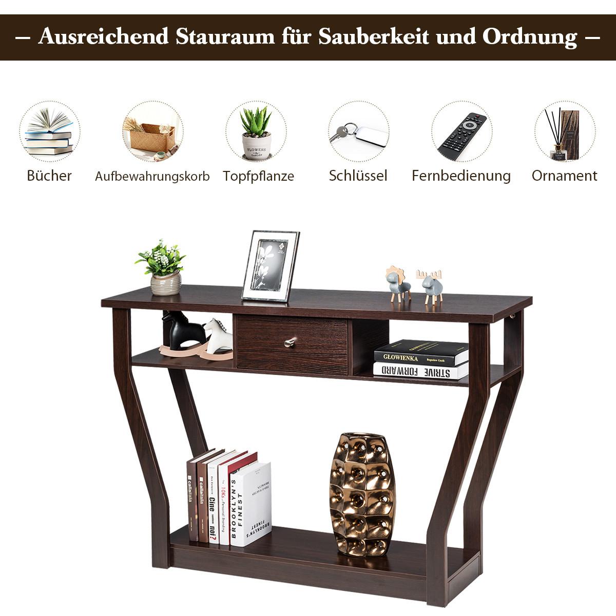 KONSOLENTISCH Braun - Braun, Holzwerkstoff (30/120/81cm) - COSTWAY