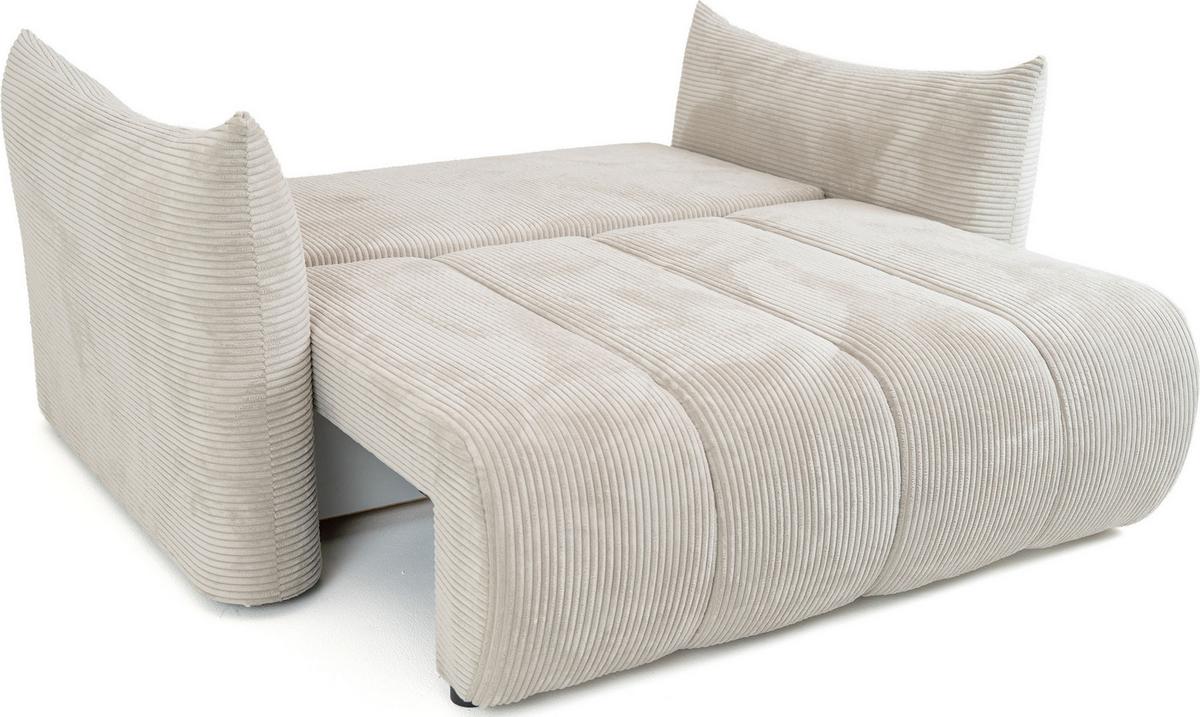 SCHLAFSOFA Lilo mit Bettkasten, Hellgrau Cordstoff 120/86/101 cm - Hellgrau/Schwarz, Kunststoff/Textil (120/86/101cm) - WFL GROUP