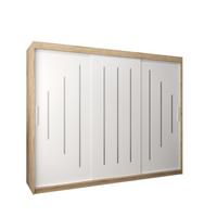 SCHWEBETÜRENSCHRANK 200/250/62 3-türig - Silberfarben/Weiß, Holz/Kunststoff (250/200/62cm) - Abiks Möbel