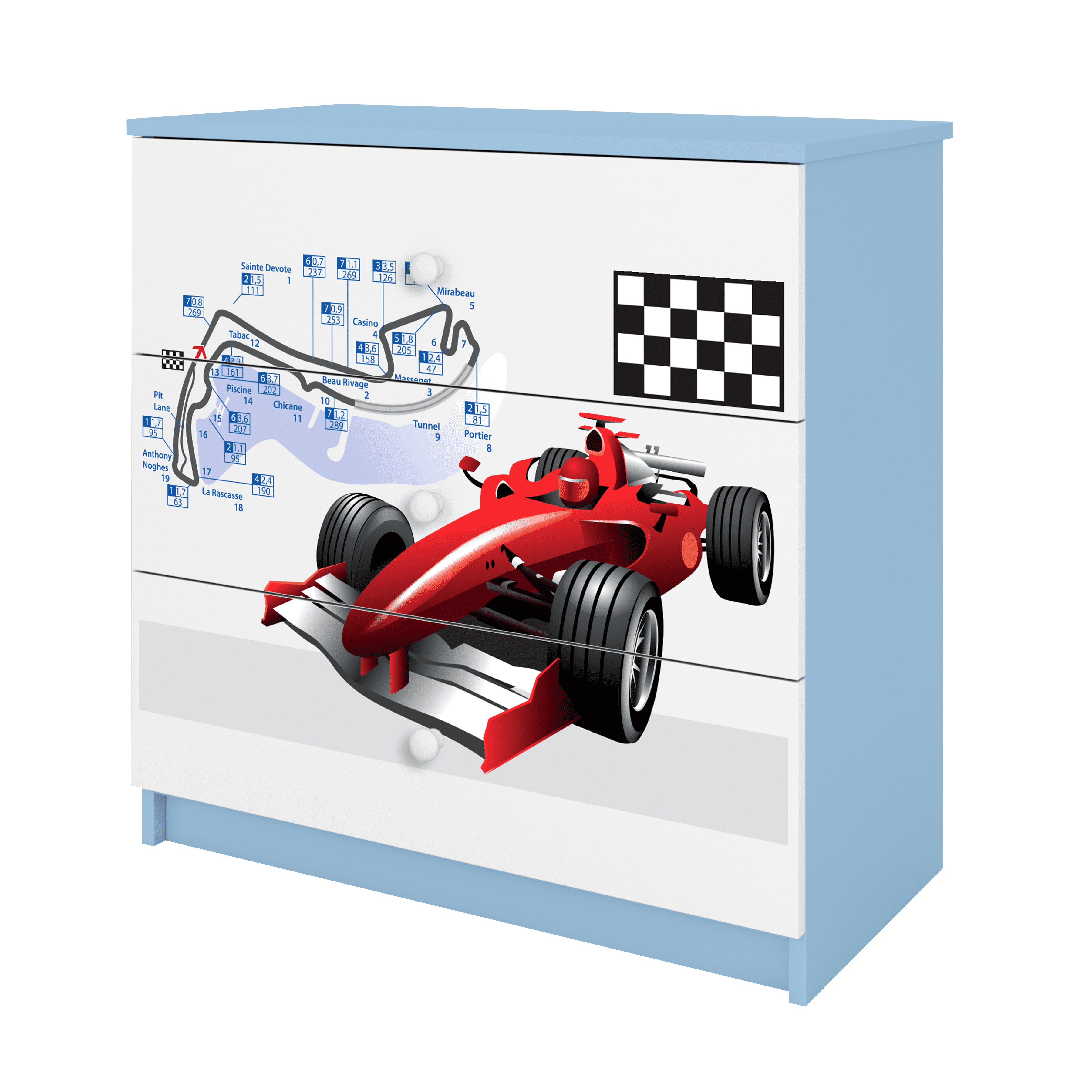 KOMMODE Babydreams Formel 1 81/81/41 - Blau, Holzwerkstoff (81/81/41cm) - RAUMHIRSCH FURNITURE