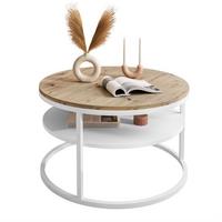 COUCHTISCH CIRI SLIM mit Regal Eichenholz Artisan - Weiß, Holzwerkstoff (60/60/42cm) - Lookway