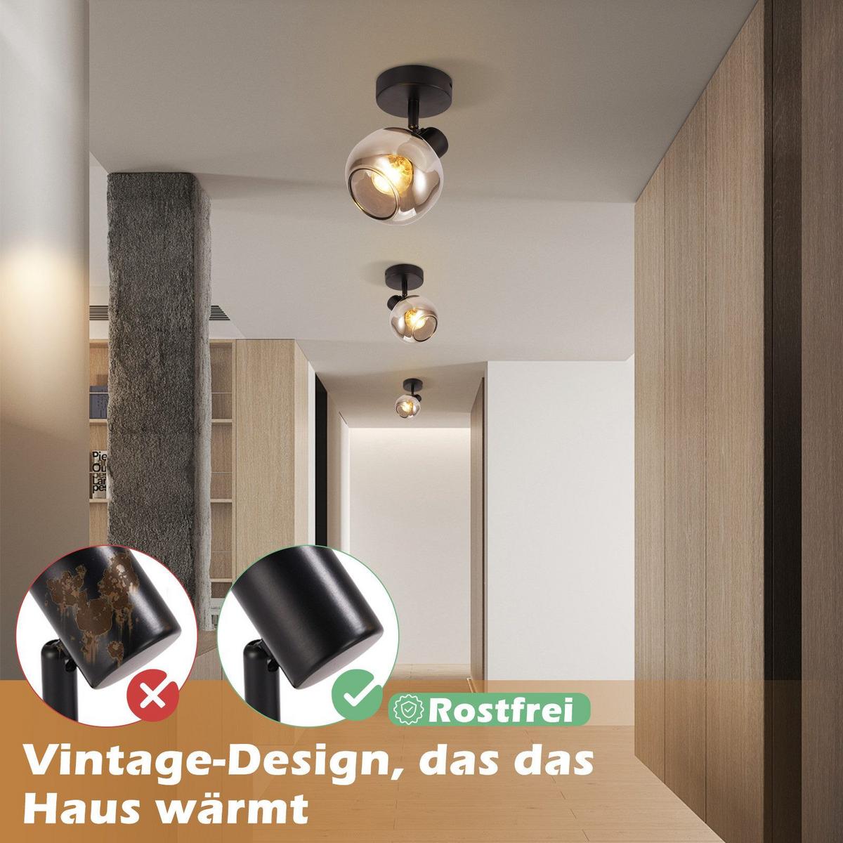 DECKENSTRAHLER Cottbus 1-flammig 9/9/16.5 cm - Schwarz, Metall (9/9/16.5cm) - Nettlife
