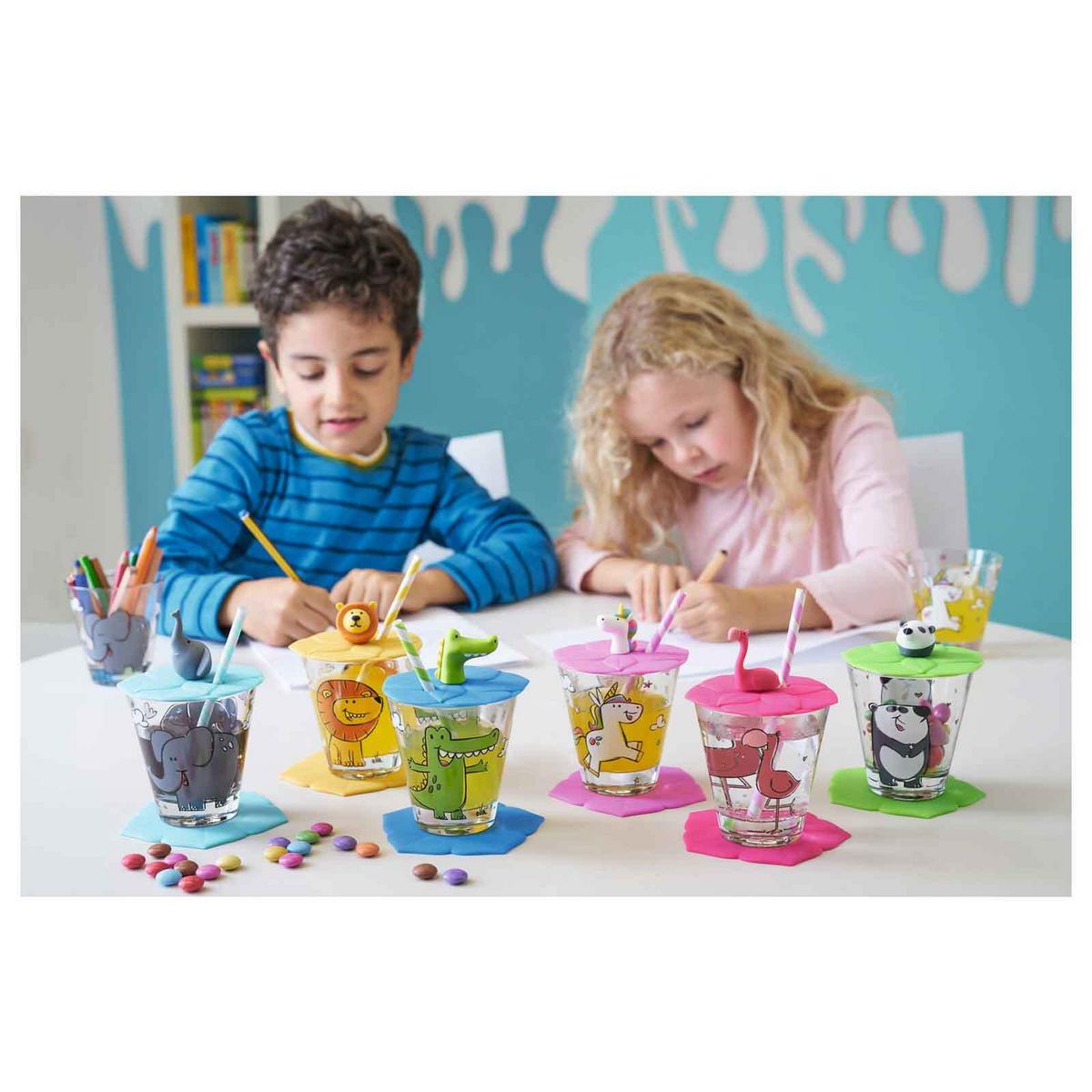 KINDERBECHER Bambini Einhorn 215 ml 6er Set - Weiß, Glas (0.215L) - Leonardo Living