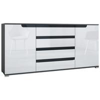 SIDEBOARD Sylt Weiß Hochglanz / Schwarz Hochglanz - Weiß Hochglanz, Holzwerkstoff (166.5/75.5/35cm) - Vladon