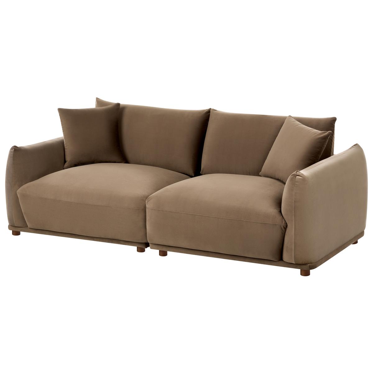 3-SITZER-SOFA Samtstoff Braun Jubek - Braun, Textil (214/81/104cm) - Beliani