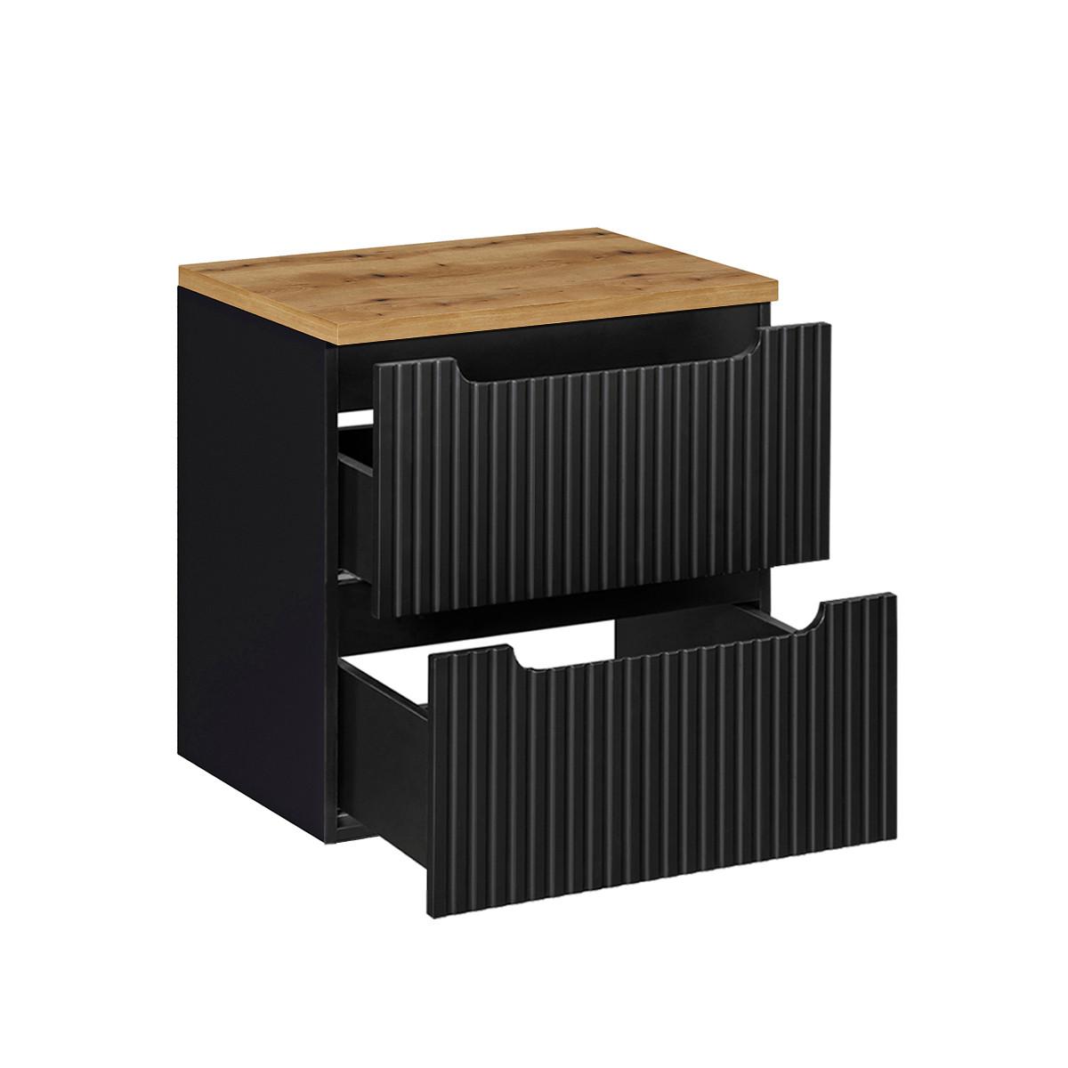WASCHTISCHUNTERSCHRANK 60.4cm Riva Schwarz und Holz - Schwarz, Holzwerkstoff (60.4/59/40cm) - Petits-meubles