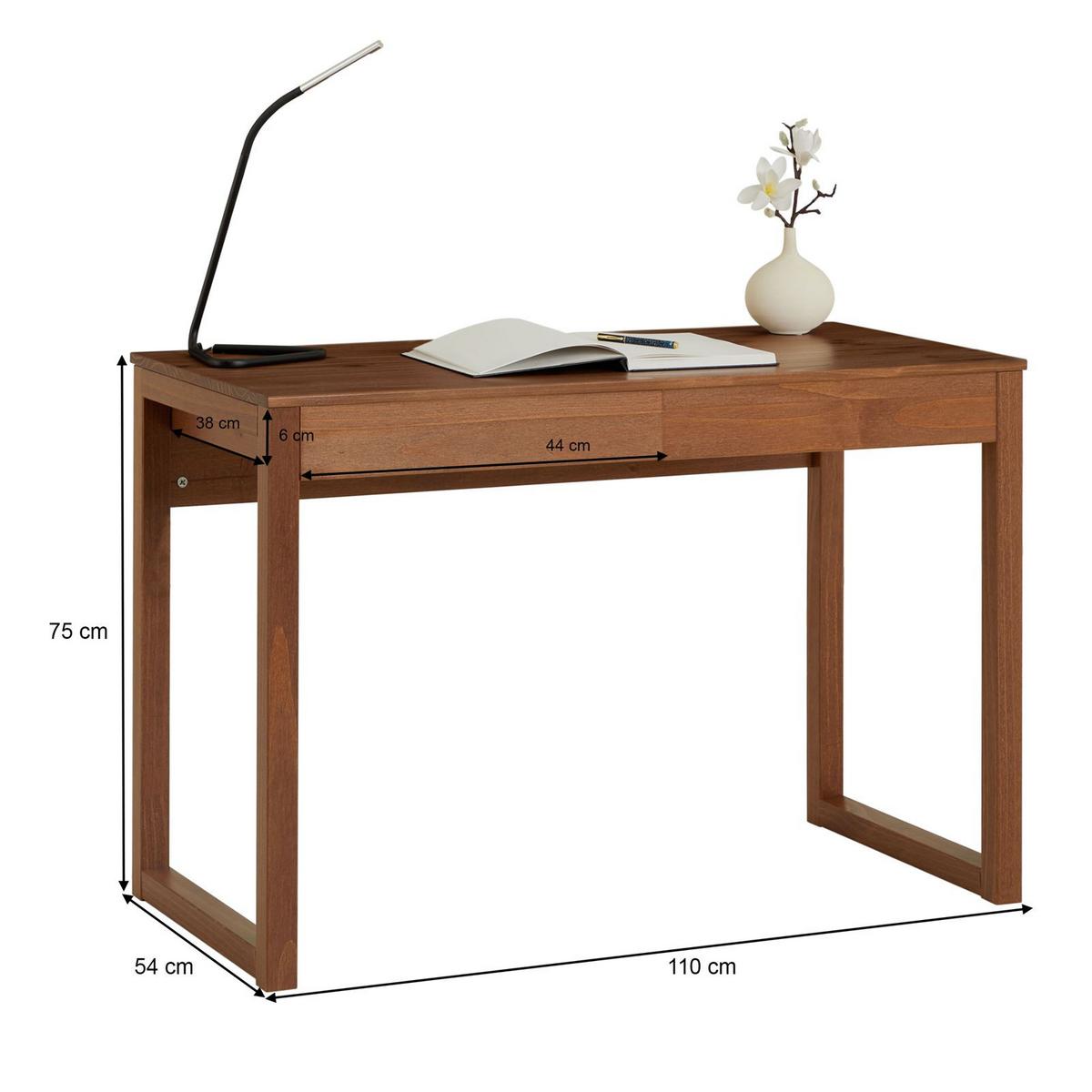 SCHREIBTISCH NOAH - Kastanienfarben, Holz (54/110/75cm) - IDIMEX