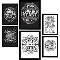 POSTER Set Mit 6 Motivierend In Rustikale Zitate A3 & A4 Rahmen Aus Hellem Holz - Beige, Papier (29/3cm) - Nacnic