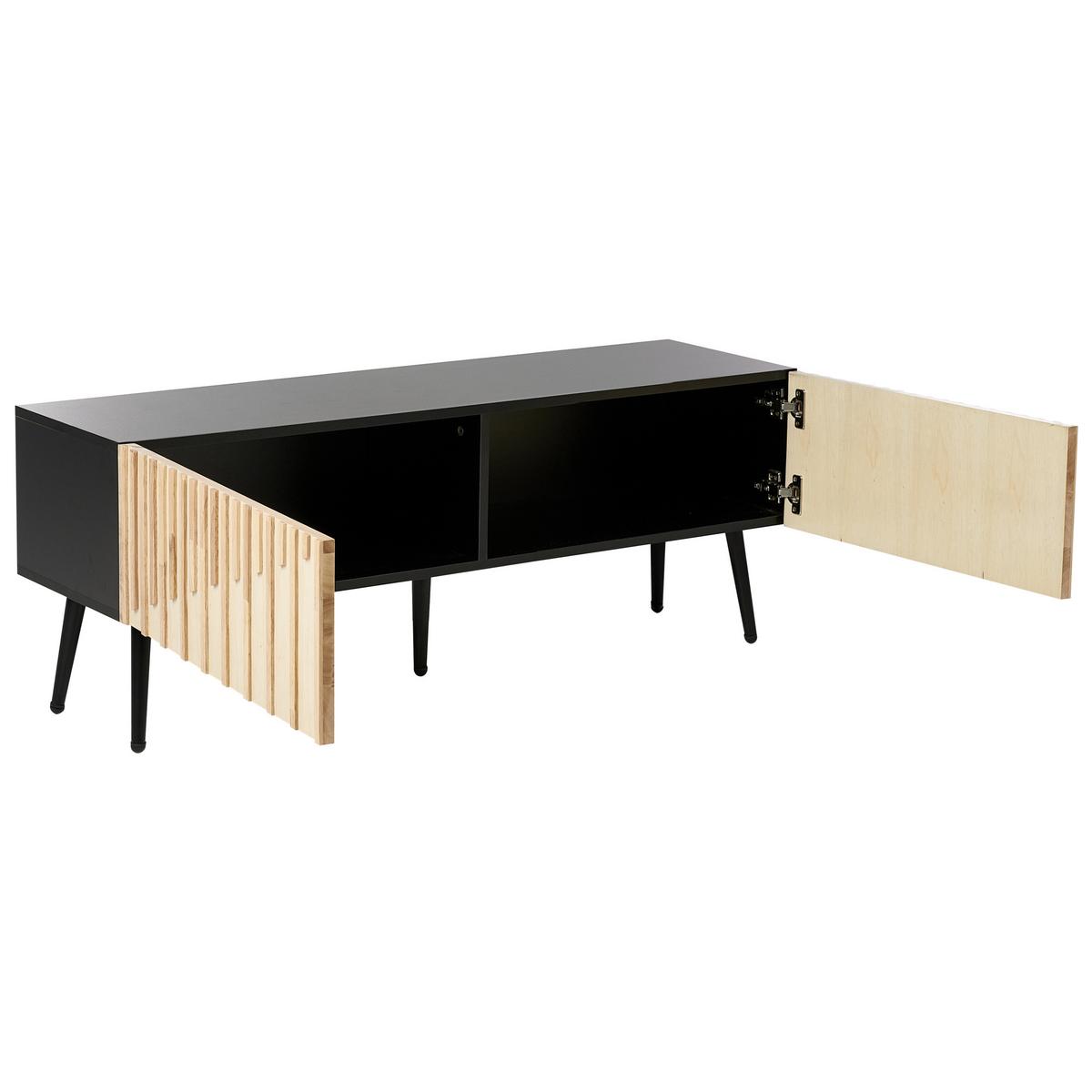TV-MÖBEL Heller Holzfarbton/Schwarz Dalcross - Hellbraun/Schwarz, Holzwerkstoff (120/45/36cm) - Beliani