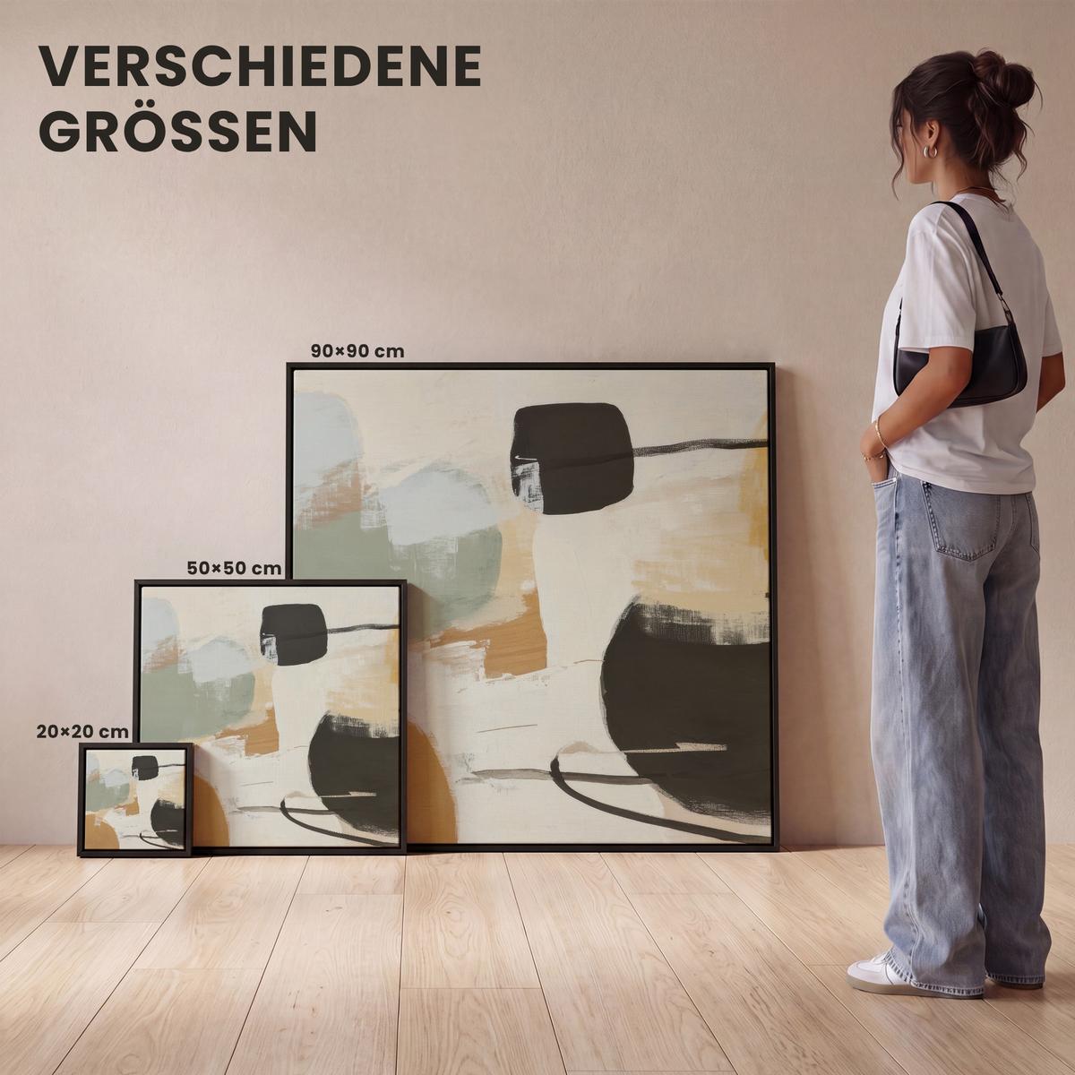 LEINWAND Bilder mit Rahmen - Farbe - Abstrakt - Farben - 90x90 - Currygelb, Textil (90/90cm) - MuchoWow