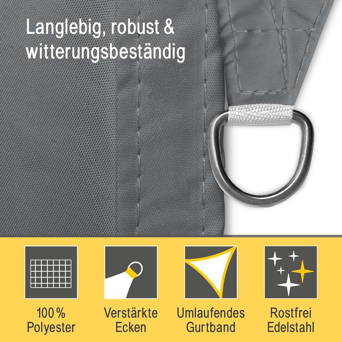 SONNENSEGEL SolVision PS9 360x360x360cm dreieckig Grau PE - Grau, Kunststoff (360/360cm) - Sol Royal