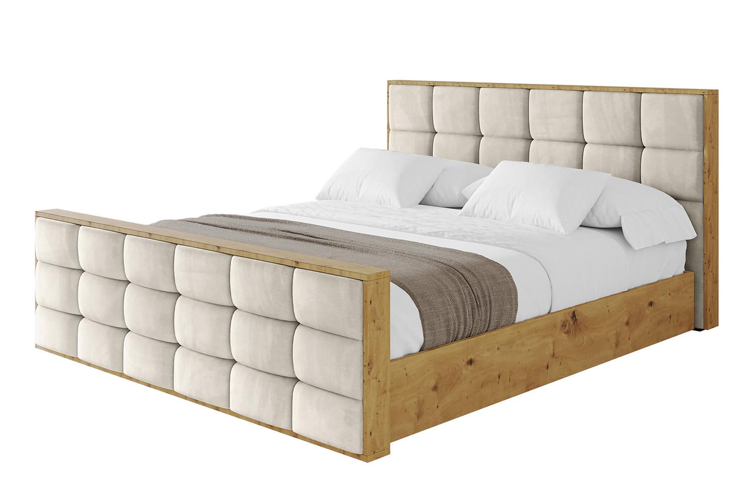 POLSTERBETT mit Bettkasten, Fußteil und Lattenrost, Boxbett mit Matratze H3/H4 - ENZO2-Z 180x200 Beige - Beige, Holzwerkstoff/Textil (180/200cm) - ALTDECOR