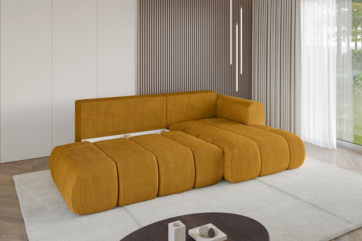 ECKSOFA Ottomane Rechts CLOUD-L 280x185x90 Senfgelb Cord - Currygelb, Holzwerkstoff/Kunststoff (185/280cm) - ALTDECOR
