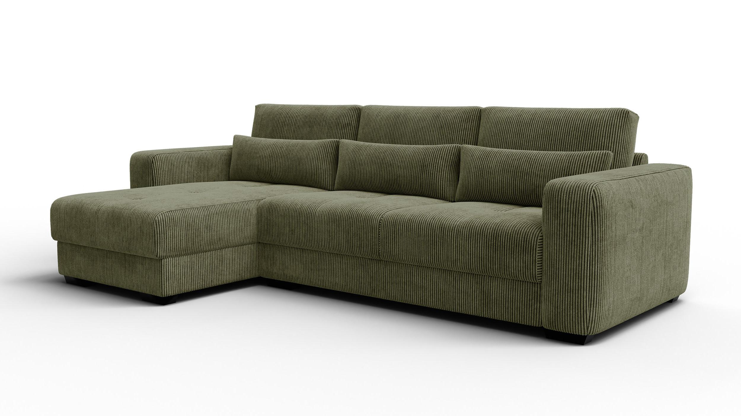 ECKSOFA OLI 4-Sitzer links, olivgrün - Olivgrün, Holz/Textil (295/172cm) - Wozimo