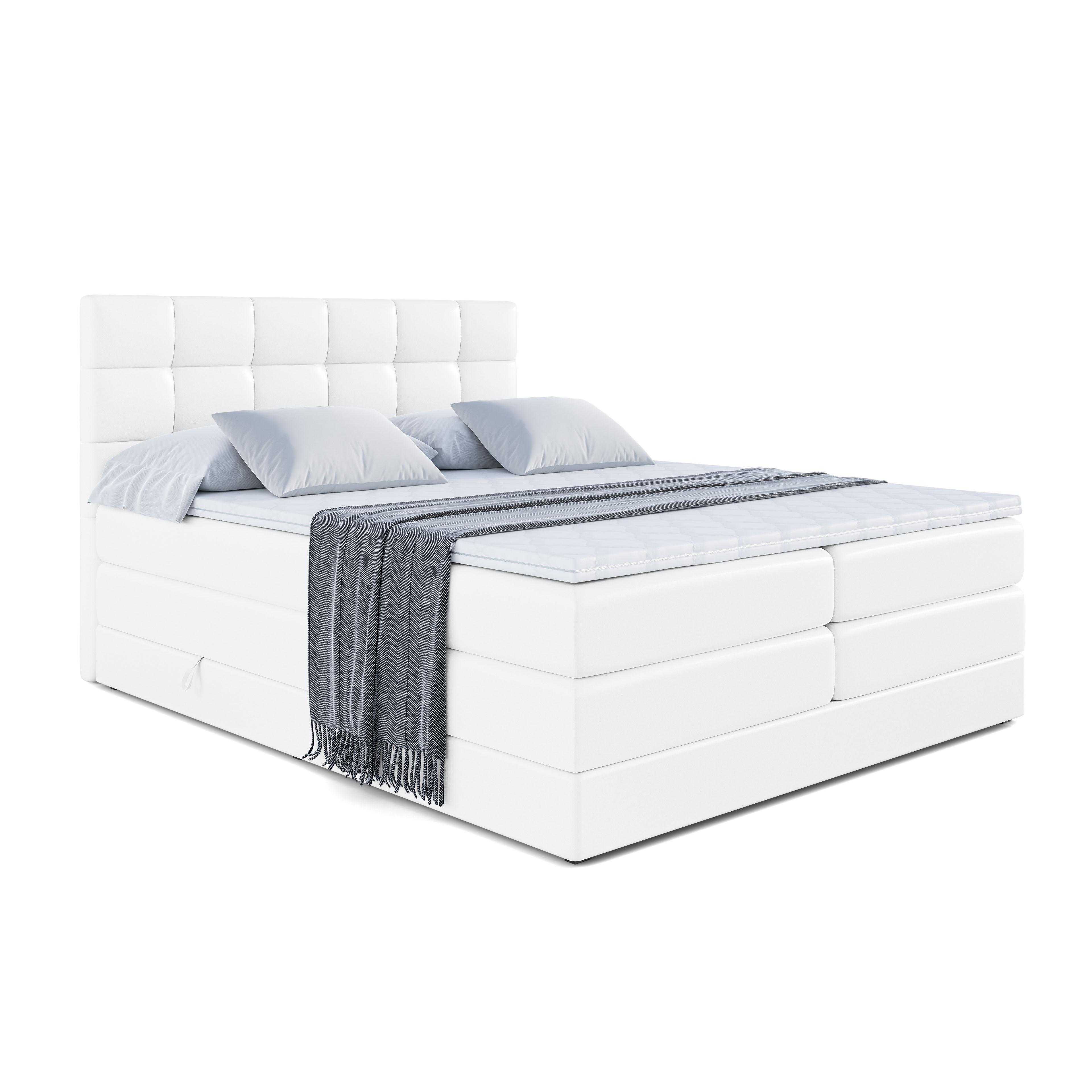 BOXSPRINGBETT BRUGO KING - 120 x 200 - H3/H4 - Weiß Hochglanz - Weiß Hochglanz, Holzwerkstoff (120/200cm) - ALTDECOR
