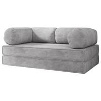 BETTSOFA ALVIO aus Schaumstoff Cordstoff Hellgrau Schlaffunktion - Hellgrau, Textil (170/68/80cm) - MASSENO