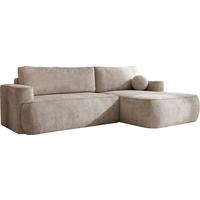 ECKSOFA Marion mit Schlaffunktion & Bettkasten in Chenille Taupe, Beige-Grau, Rechts 267/154/83 cm - Taupe/Schwarz, Kunststoff/Textil (267/154cm) - WFL GROUP