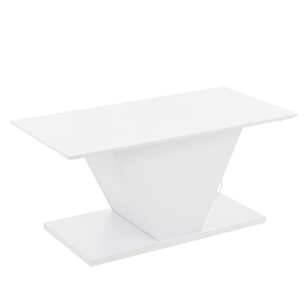 BIELY KONFERENČNÝ STOLÍK s vysokým leskom, LED osvetlením a dizajnom v tvare V - Weiß, Holzwerkstoff (50/100/46cm) - Urban Meuble
