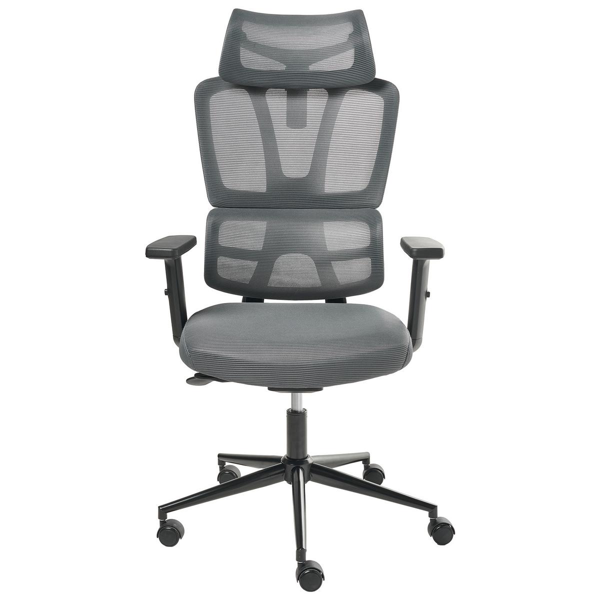 CHEFSESSEL Dunkelgrau Omega - Dunkelgrau, Textil (65/129/65cm) - Beliani