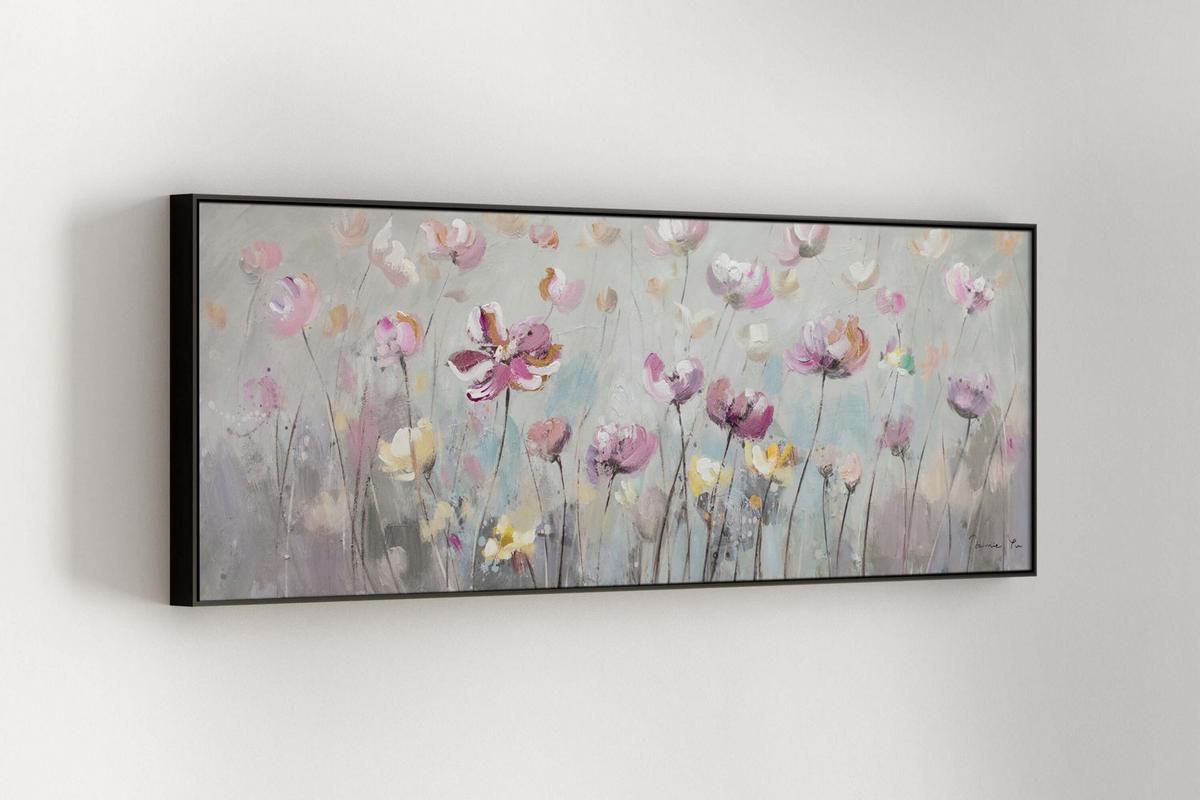 ACRYLBILD HANDGEMALT 150/50 cm - Pink, Holz/Textil (150/50cm) - KUNSTLOFT