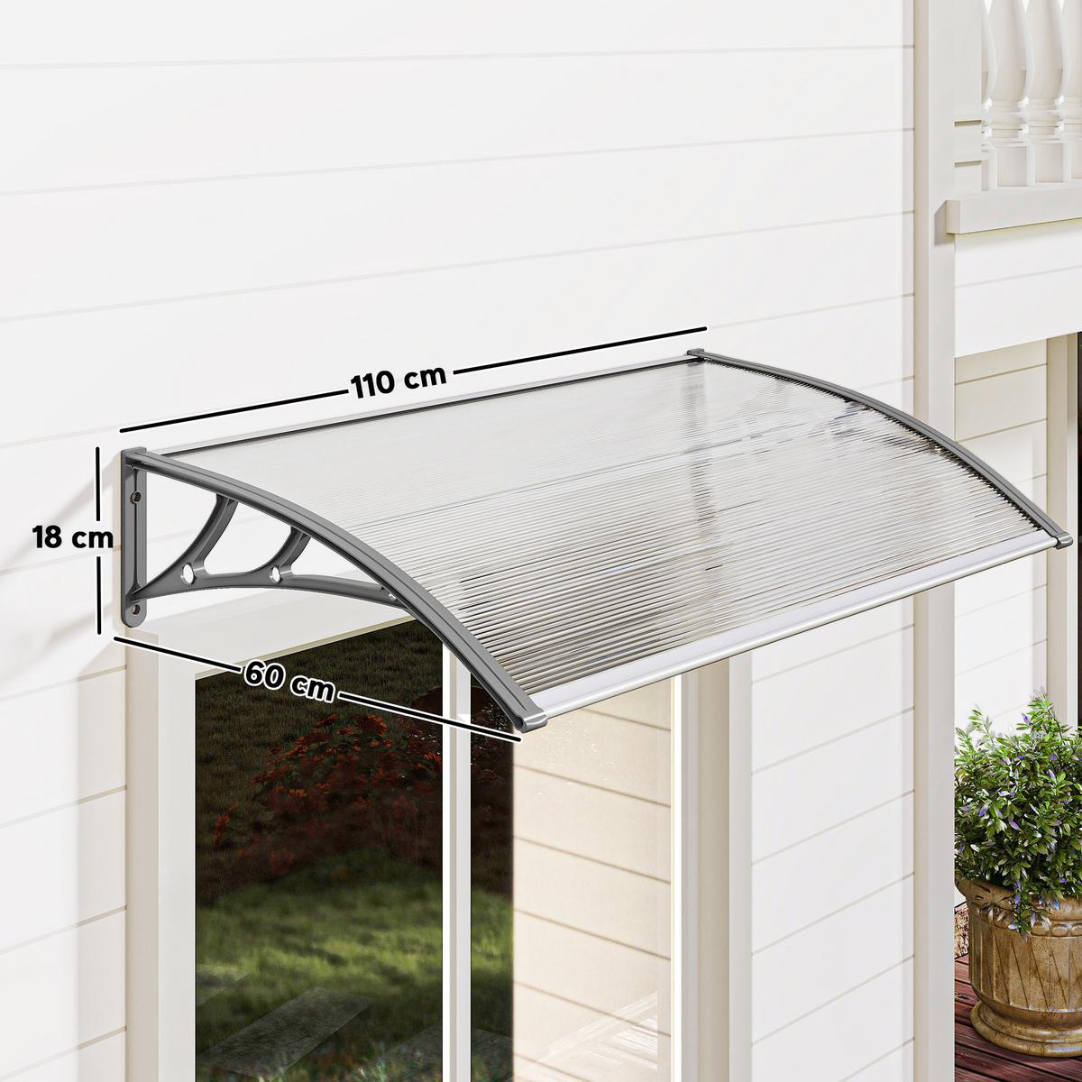 PULTVORDACH Polycarbonate Aluminium Transparent Grau - Grau, Kunststoff/Metall (60/18/110cm) - Outsunny