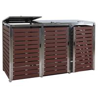 MÜLLTONNENVERKLEIDUNG 3ER Walnuss Dekor - Walnussfarben, Metall (200/120/85cm) - MCW