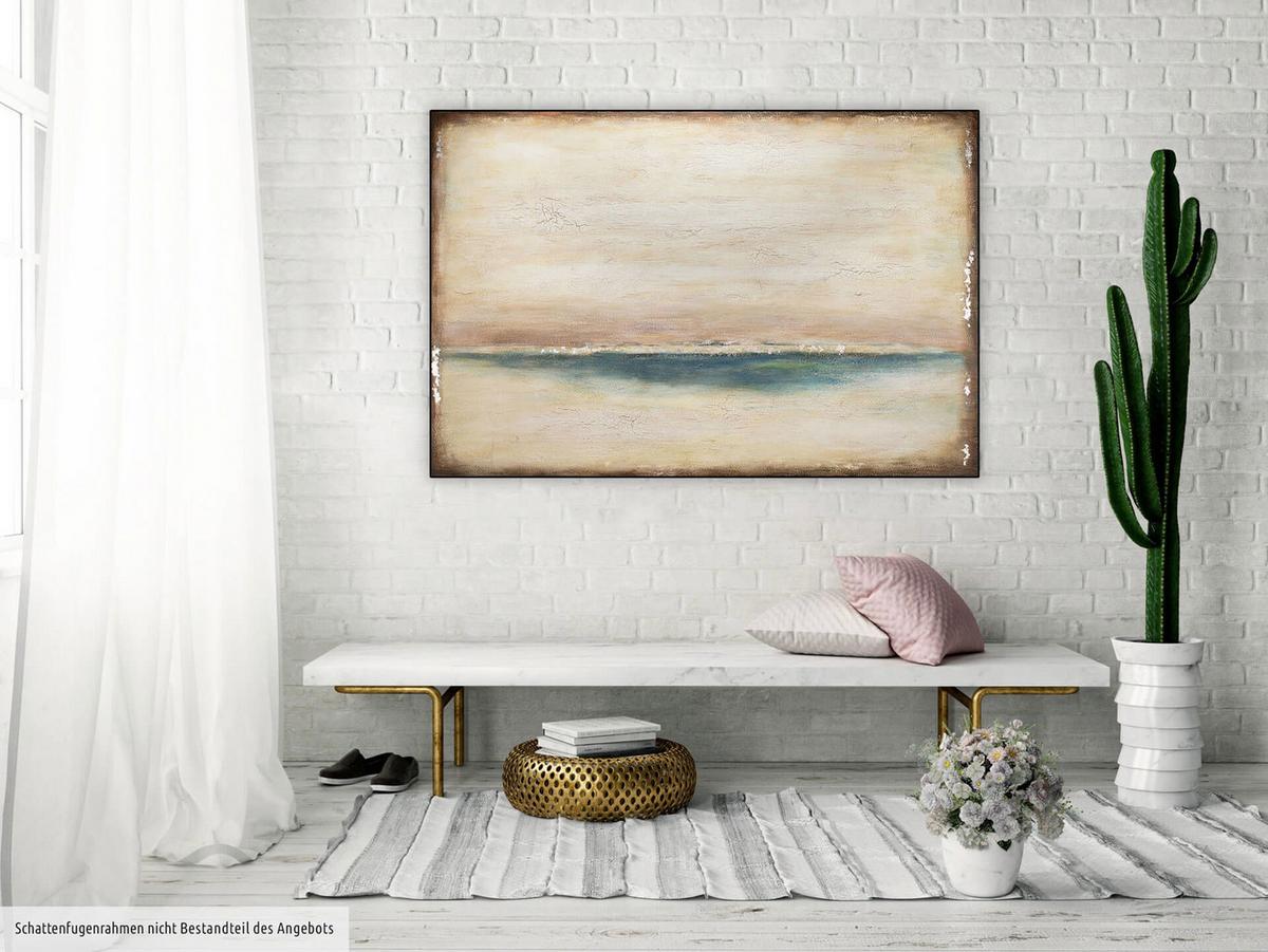 ÖLGEMÄLDE 120/80 cm - Blau/Beige, Holz/Textil (120/80cm) - KUNSTLOFT