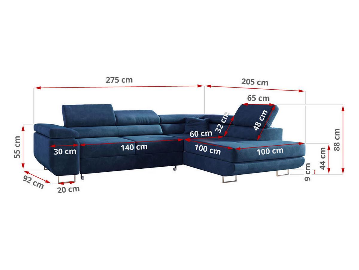 ECKSOFA GUSTAW L Dunkelblau Velvet Links Seite - Silberfarben/Dunkelblau, Textil/Metall (205/275cm) - MKS