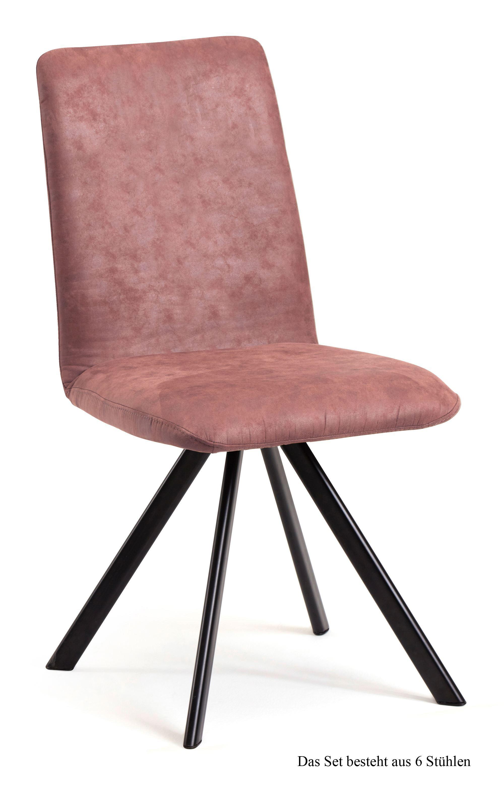 ESSZIMMERSTUHL (6er-Set) Datja 47x92x60 Schwarz/Rosewood - Dunkelrosa/Schwarz, Kunststoff (60/92/47cm) - 58aufmkessel