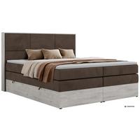 BOXSPRINGBETT DELNOR KING 200/200 - Braun Velvet - Topper Visco - H4 - Schwarz/Braun, Kunststoff/Textil (200/200cm) - MKS