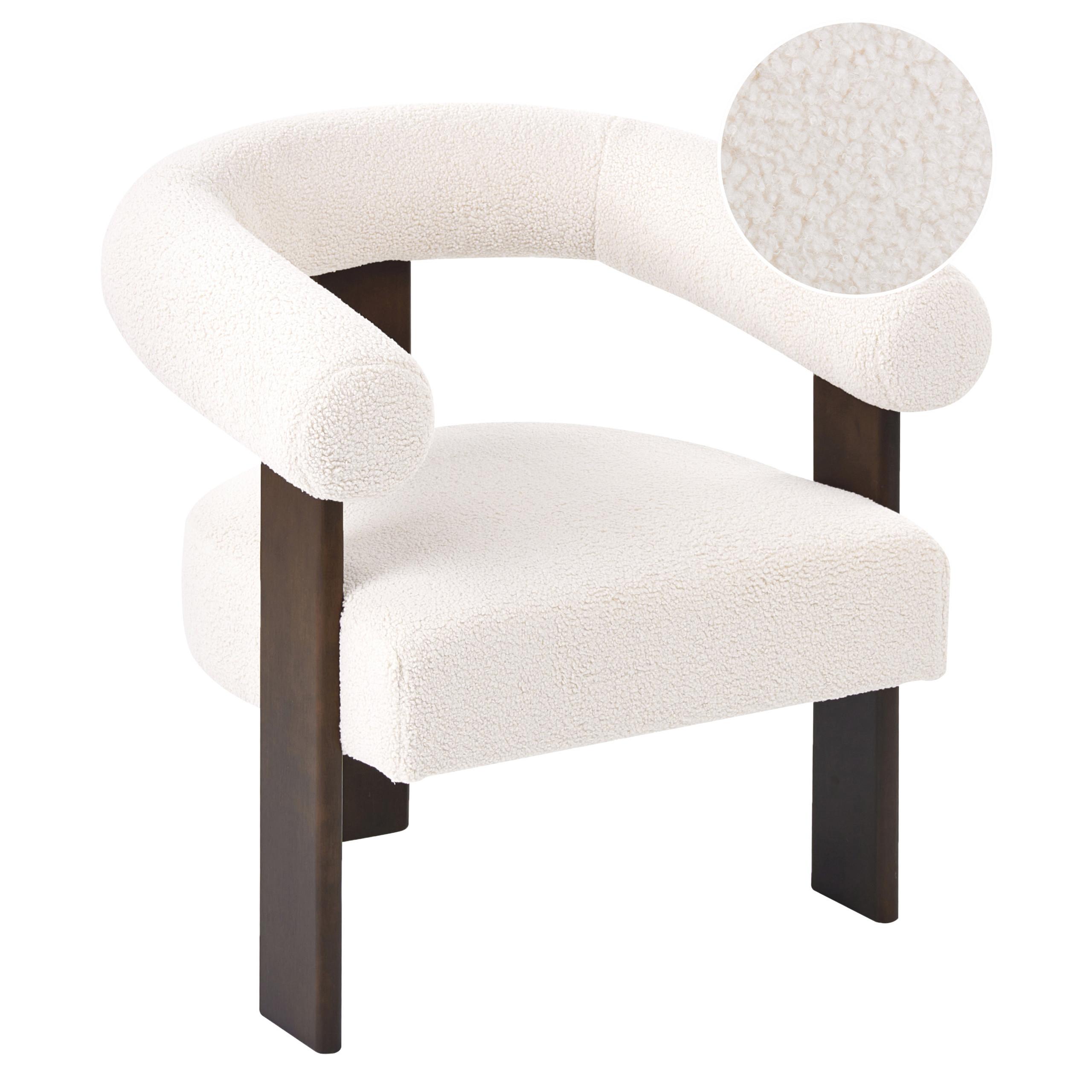 SESSEL Cremeweiß/Dunkelbraun Ilbro - Creme/Braun, Holz/Textil (77/76/68cm) - Beliani