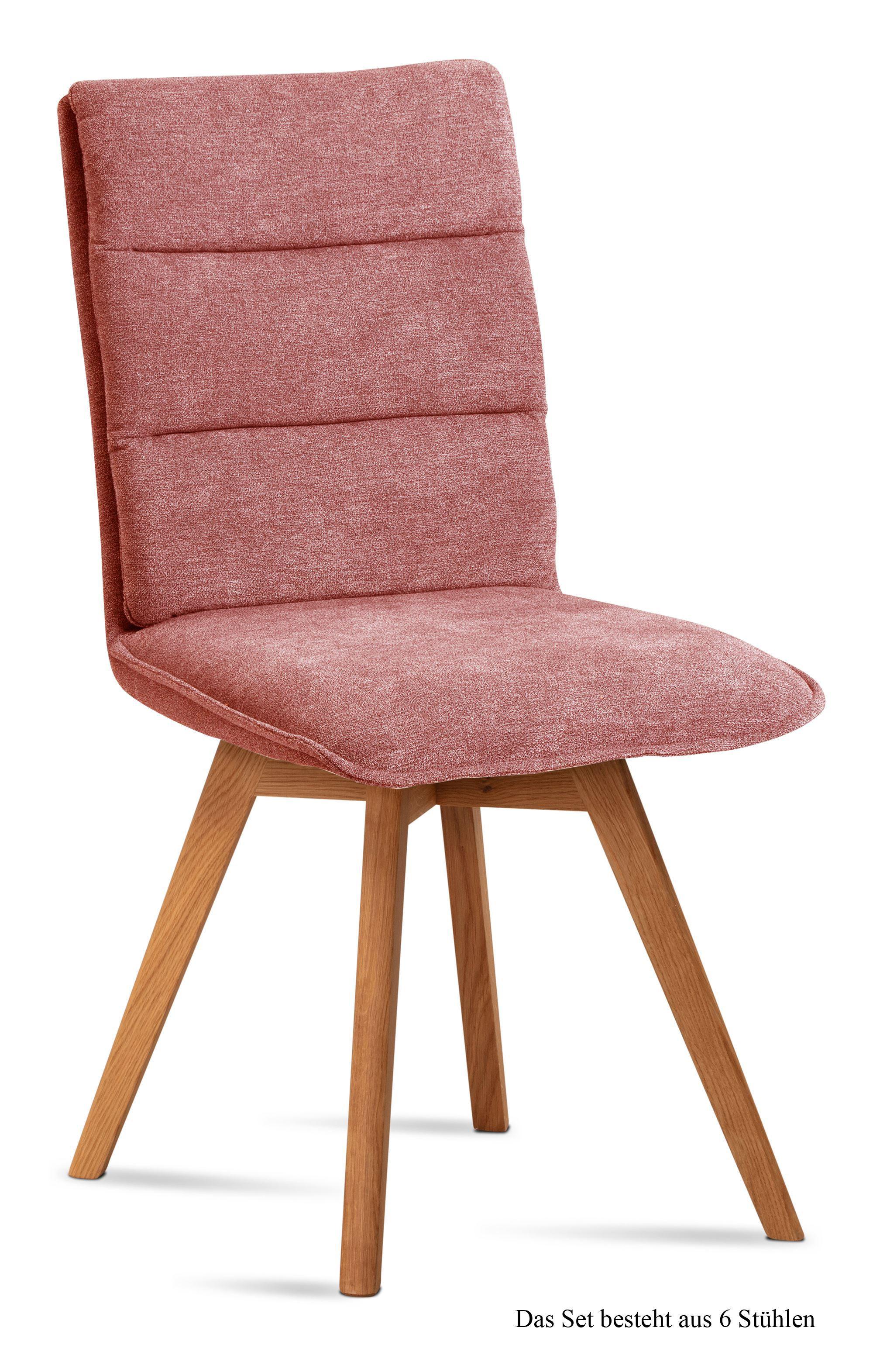 ESSZIMMERSTUHL (6er-Set) Dobra 47x92x60 Eiche geölt/Rosewood - Eichefarben/Dunkelrosa, Kunststoff (60/92/47cm) - 58aufmkessel