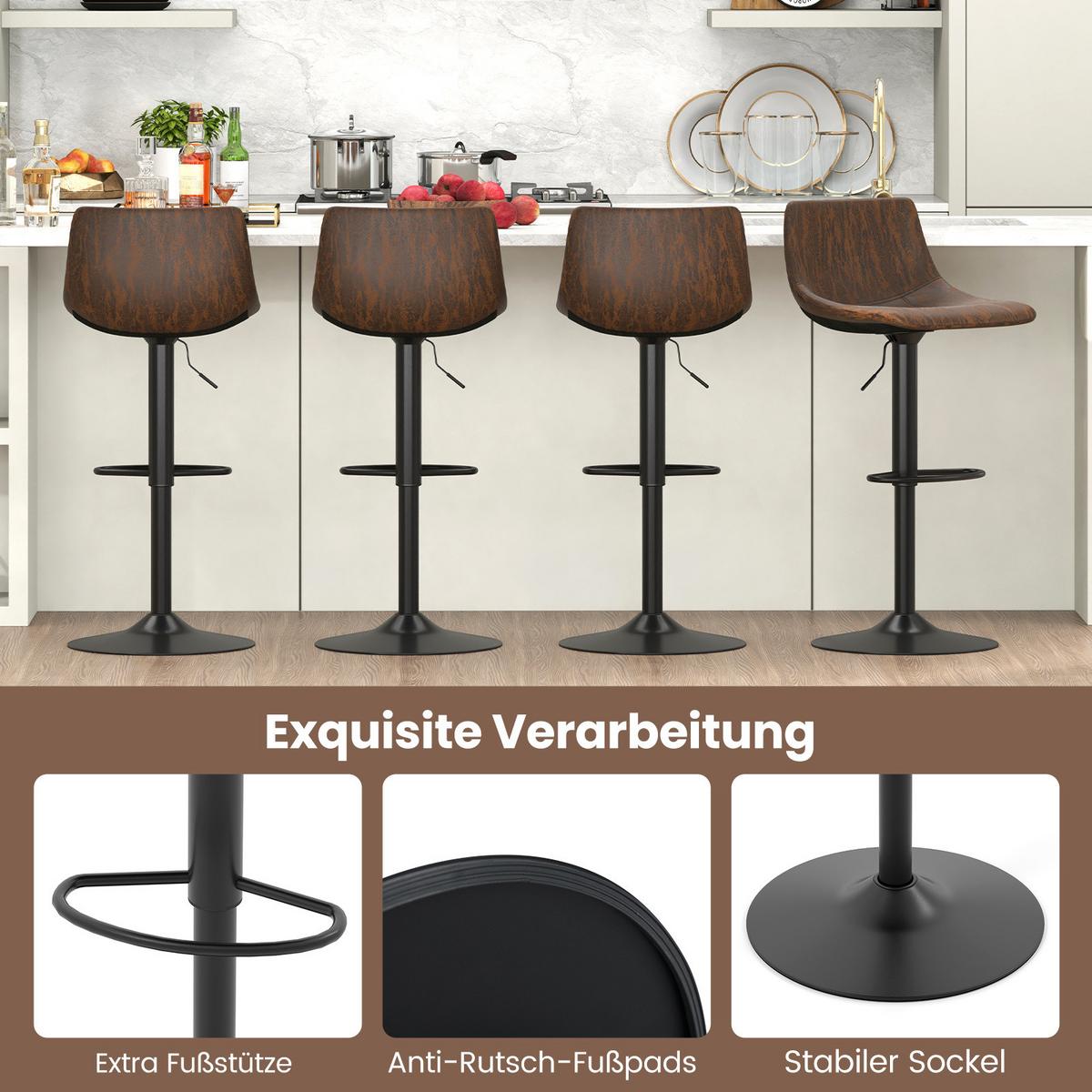 BARHOCKER Braun(2er-Set) - Braun, Metall (47.5/83/43cm) - COSTWAY
