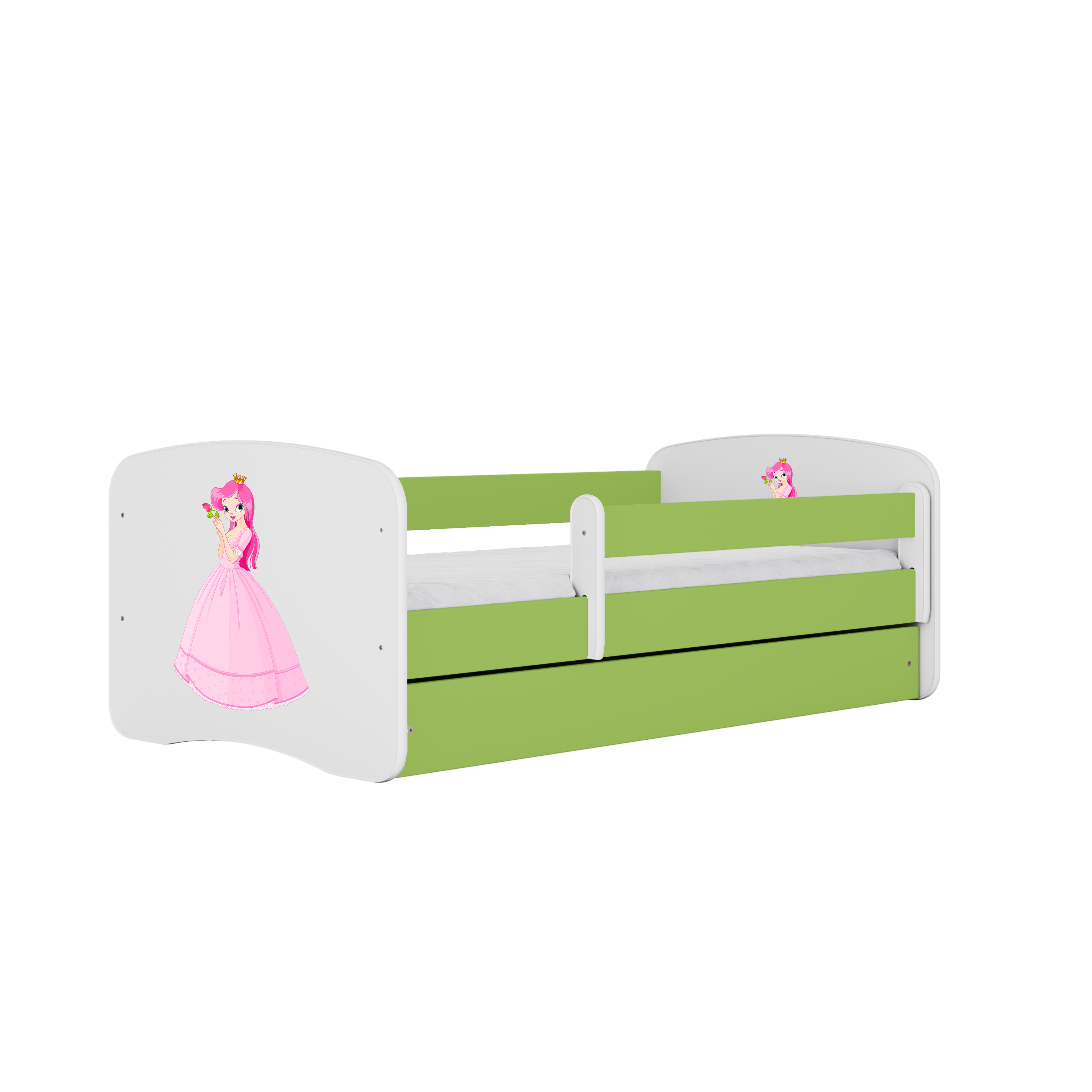 KINDERBETT Prinzessin mit Schublade und Matratze 160/80 - Grün, Holzwerkstoff (80/160cm) - RAUMHIRSCH FURNITURE