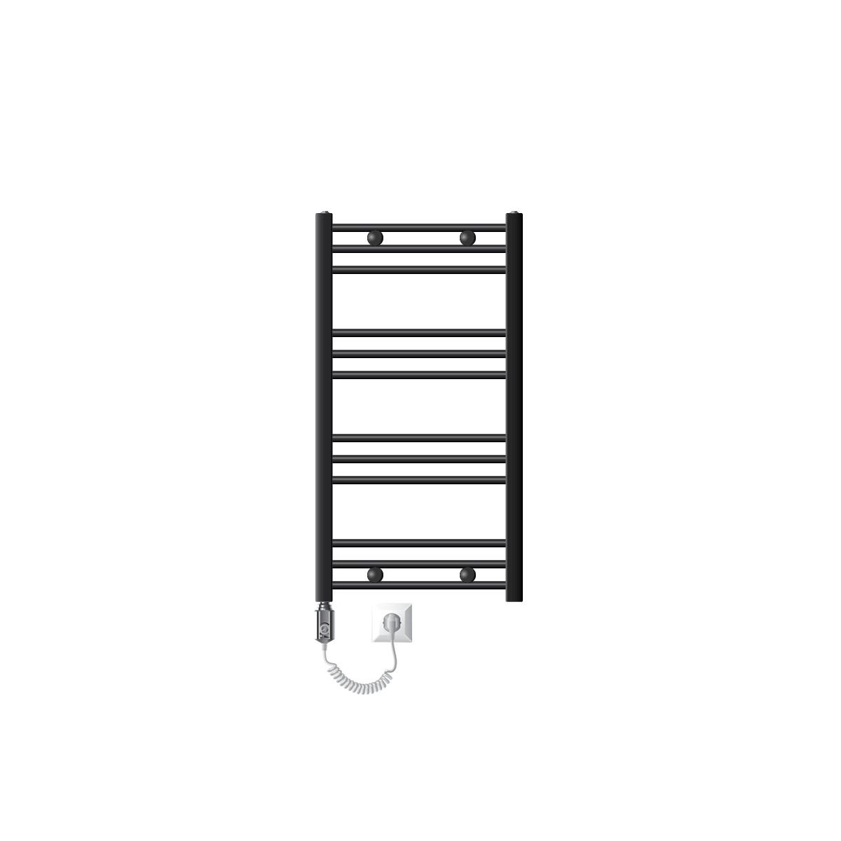 BADHEIZKÖRPER elektrisch Sahara 500x800 mm Anthrazit gerade mit Heizstab 300W - Anthrazit, Metall (3/80/50cm) - LuxeBath