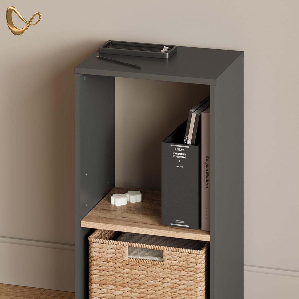 BÜCHERREGAL Lorena Anthrazit/Goldkraft Eiche mit 2 Fächern - Honigeiche/Anthrazit, Holzwerkstoff (40/74/30cm) - Livinity®