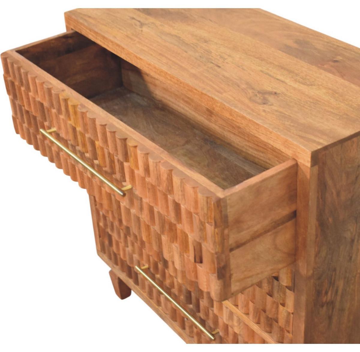 KOMMODE Golden-Teak-Finish, 3 Schubladen, Hellbraun - Braun, Holz (35/87/83cm) - Artisan Furniture