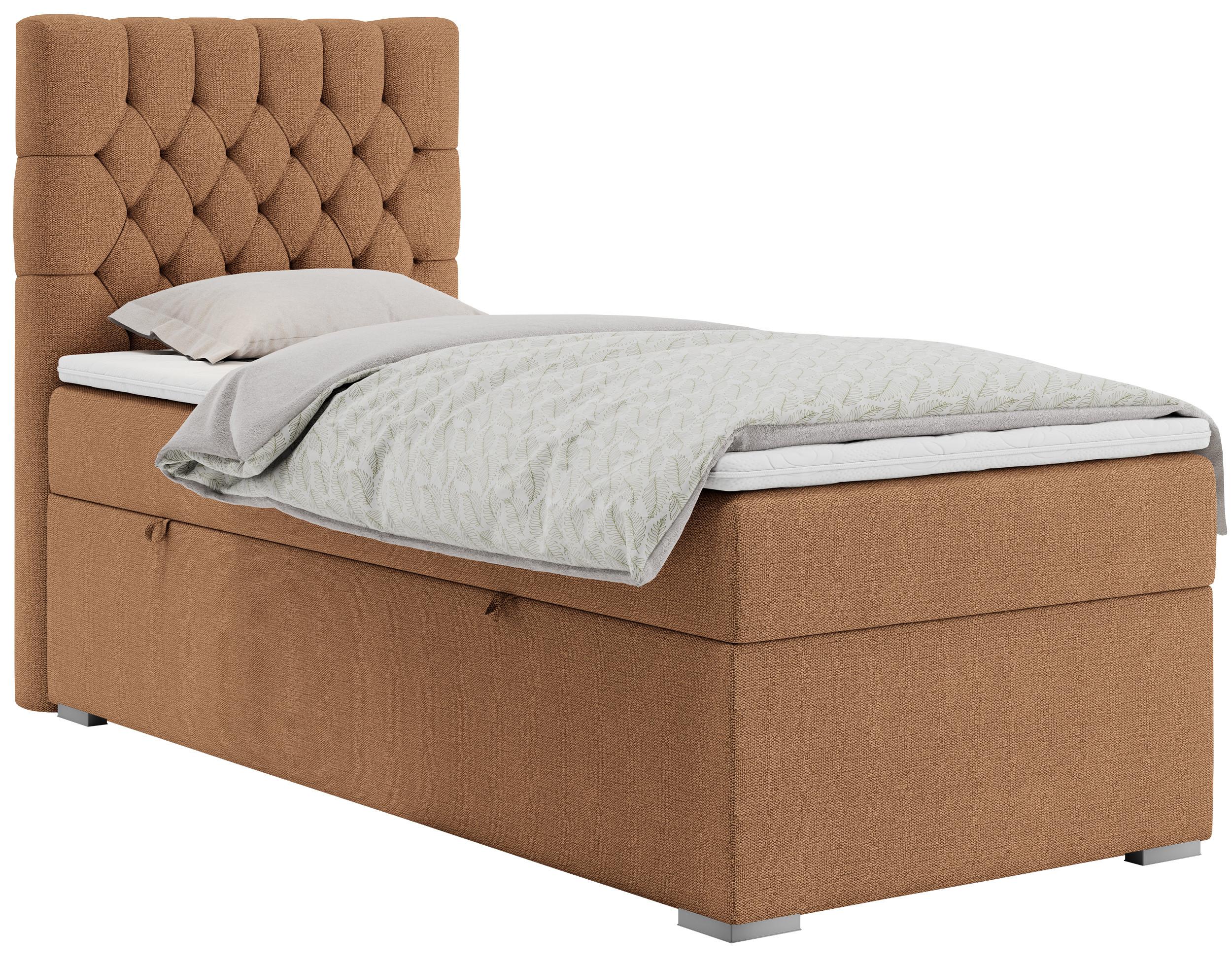 BOXBETT PERA 90/200 Orange Struktur - H4 - Links Seite - Orange, Holz/Textil (90/200cm) - MKS