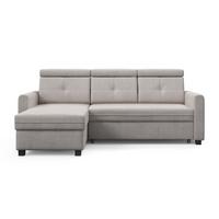 ECKSCHLAFSOFA Milano, Beige, links - Beige/Schwarz, Textil (217/166cm) - Beautysofa