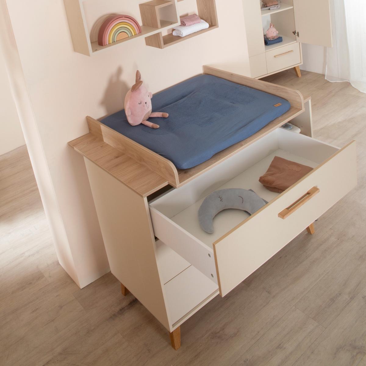 BABYZIMMER SET Jil 3-teilig - Kastanienfarben/Kaschmir, Holz/Holzwerkstoff (138/200/55cm) - Roba