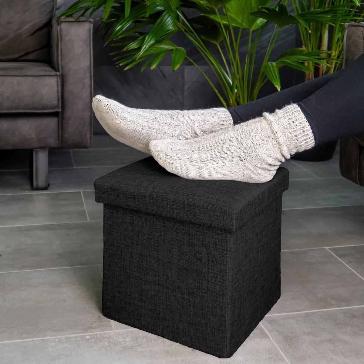 SITZHOCKER Faltbar 30/30/30 cm (Schwarz) - Schwarz, Textil (30/30/30cm) - Intirilife