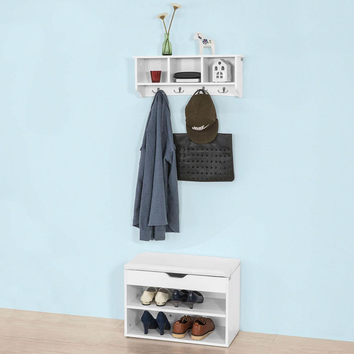 WANDGARDEROBE Weiß - Weiß, Holzwerkstoff (60/23/15cm) - SoBuy