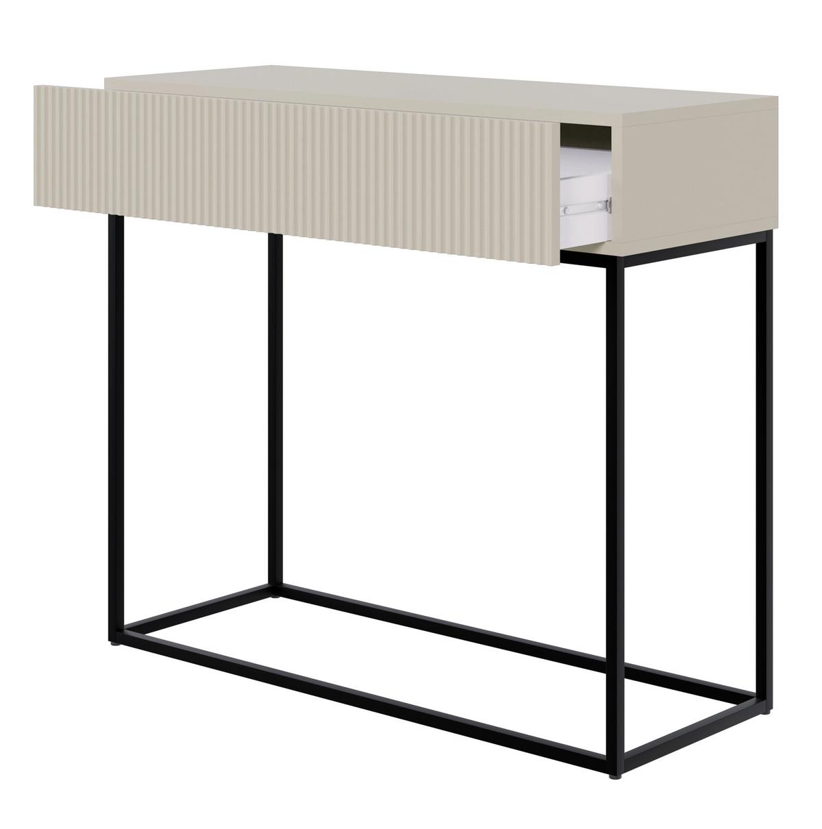 KONSOLENTISCH Veldio Graubeige mit schwarzen Beinen 90 cm - Taupe/Greige, Holzwerkstoff/Metall (35.6/90/79cm) - Selsey